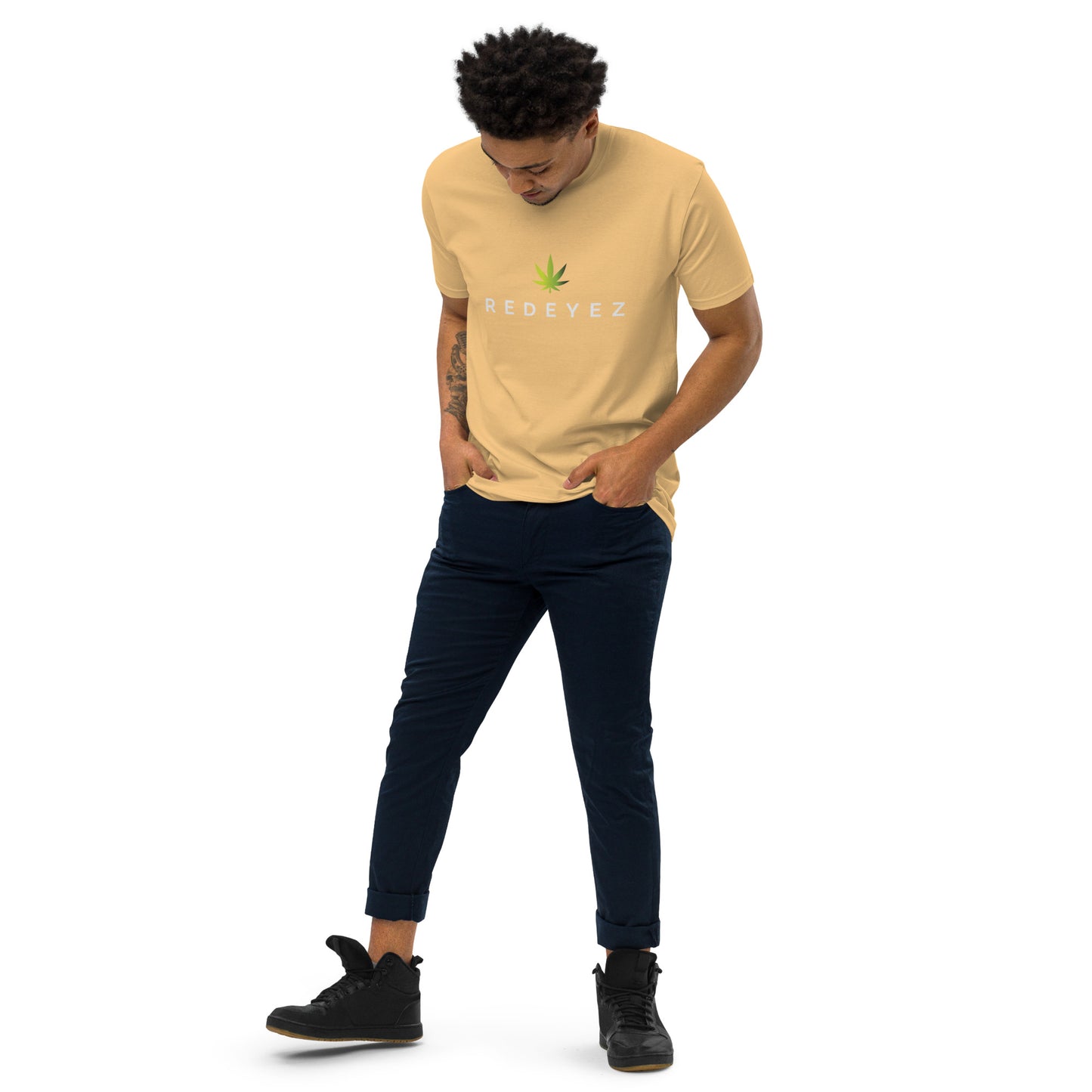 Red Eyez - Camiseta premium de peso pesado para hombre
