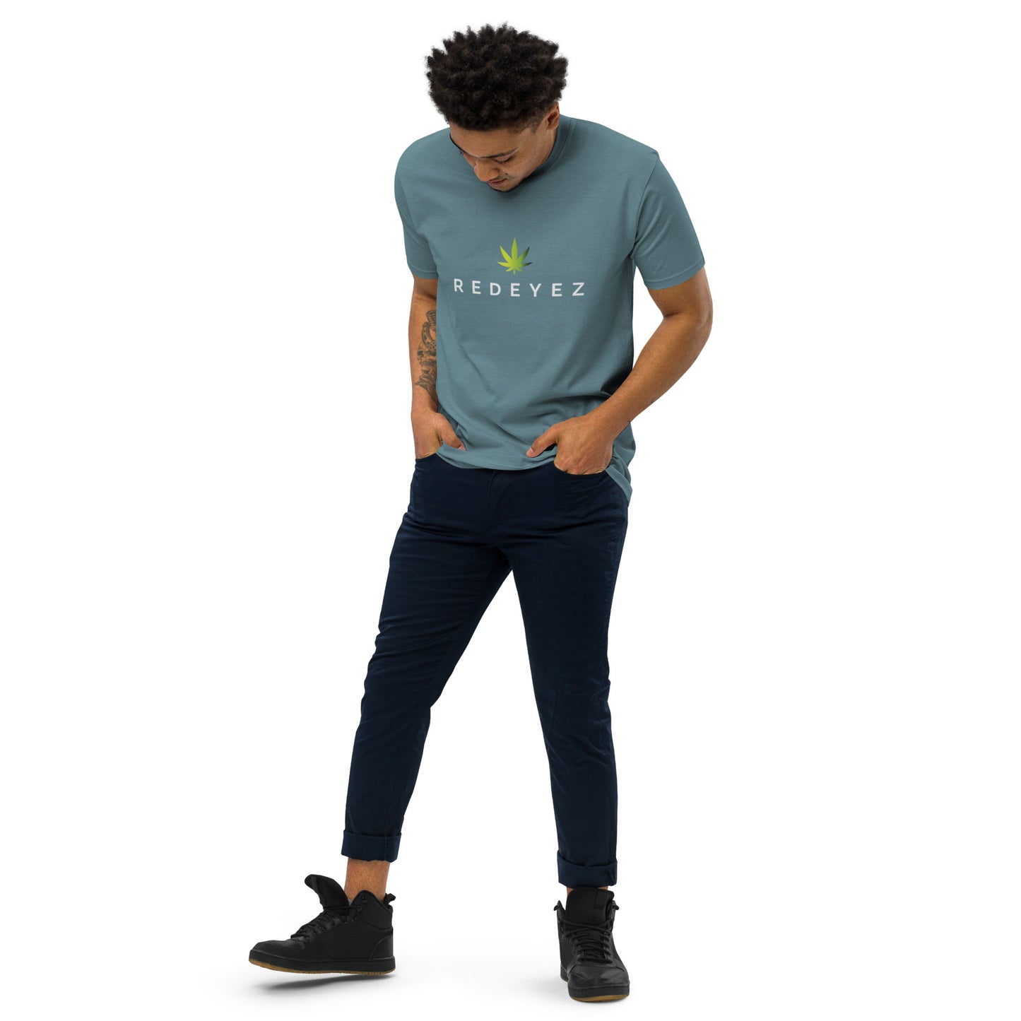 Red Eyez - Camiseta premium de peso pesado para hombre